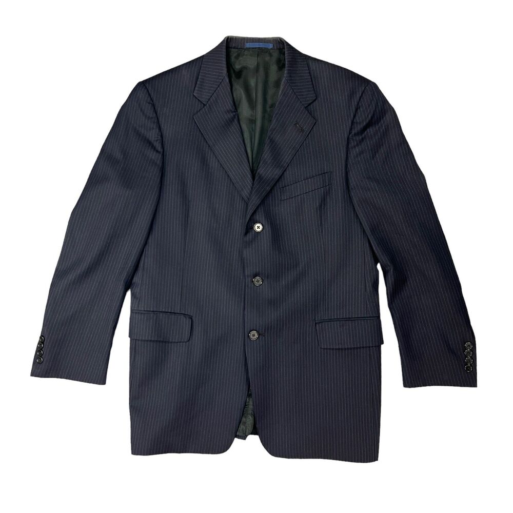 Daniel Cremieux Blazer Mens 42 Navy Pinstripe Classic 3 Button Notch Lapel *READ